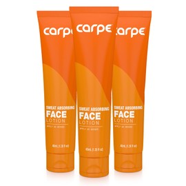 Carpe No-Sweat Face (Pack of 3) - Sweat Absorbing Gelled Lotion - Plus Oil Control - With Silica Microspheres and Jojoba Esters