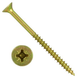 TERF® Multi Purpose Screws 6.0 X 150mm Pozi Flat Double Countersunk Zinc Yellow Screws For PVCu Wooden Timber Chipboard MDF and other similar types Screw Size 6.0 X 150mm - Pack of 20