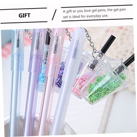 HOODANCOS 10pcs Milk Tea Cup Pendant Creative Gel Pen Pendant Gel Pen Gel Pen with Pendant Marker Pen Roller Pen with Pendant Gel Ink Pen Decorative Ballpoint Pens Cute Pens Plastic