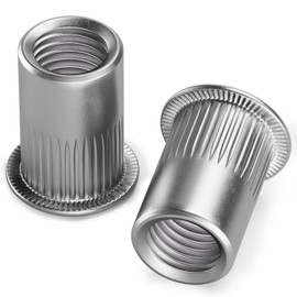 YOOPIN M8 Rivet Nuts, 60PCS Threaded Insert Nutserts, Stainless Steel Rivnut, Sliver Rivet Nut, Flat Head Threaded Rivet Nuts for Metal Sheets, Electrical Appliances and Industrial Products