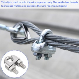 M METERXITY 4 Pack Wire Rope Clamp - 3/8" Wire Cable Clip Fastener, Apply to Outdoor (M10)