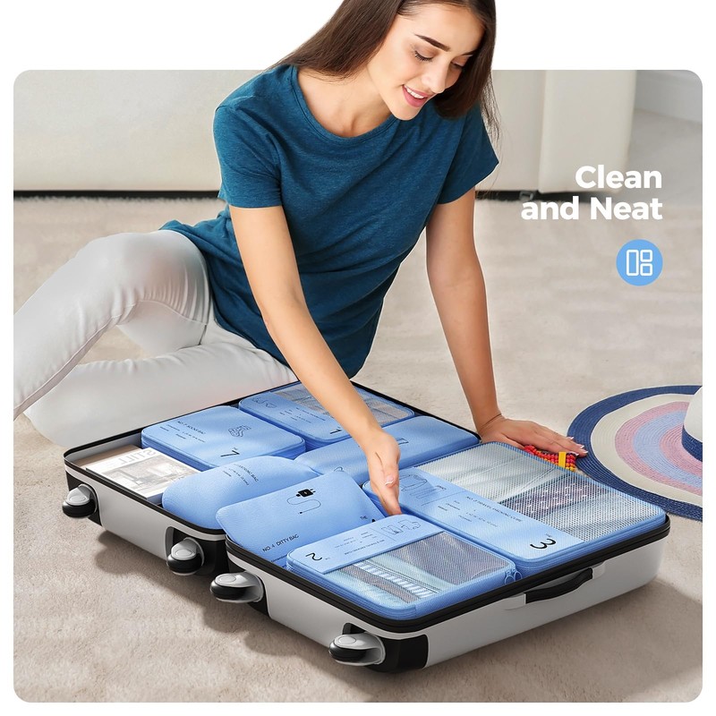 Suitcase Organiser Set, 7 Pieces Packing Cubes, Packing Cubes for