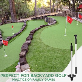 Golf Flagstick, Practice Putting Green Flag Stick for Yard, Golf Pole Pin Flagpole Portable Mini Golf Flag Sticks 2 Section Design for Backyard Golf Course Set of 3