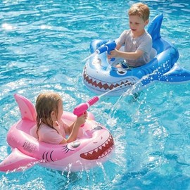 Gleamkid 2PCS Inflatable Pool Floats Kids, Pirate Ship Pool Float with Water Gun, Pool Toys for Kids Ages 4-8, Pool Float Safety Seat Swimming Pool Games for Boys Girls