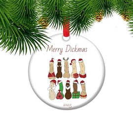 2025 Naughty Christmas Ornament, Merry Dickmas, Funny Holiday Decor, Unique Gift Idea for Hilarious Tree Decoration