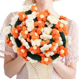 Daisy Crochet Flowers Bouquet Blanket-Birthday Gifts For Mom-Friend Gifts For Women-Birthday Graduation Gifts for Teen, Sister, Daughter, Friend, Teacher-Knitted Throw Blankets Home Decor 43 Inches