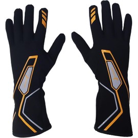 Racing Gloves No SFI Certified Flame Retardant, Aramid Knit, Anti-Slip Grip, Breathable, Secure Fit for Professional Drivers (Orange, X-Large)