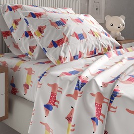 Kids Dogs Full 4 Piece Sheet Set - Boys, Girls, Teens, Toddler - Easy Fit, Deep Pockets - Breathable, Hotel Quality Bedding Sheets - Machine Washable & Wrinkle Free - Cute, Cozy & Soft - CGK Linens