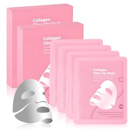 8pcs New Mascarilla Bio Colágeno, Mascarilla de Colágeno, Overnight Mask Low Molecular Collagen Face Mask Reduce Los Poros Y Aumenta La Elasticidad...
