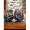 Handblown Confetti Stemless Wine Glass with Colorful Swirl Design (Set