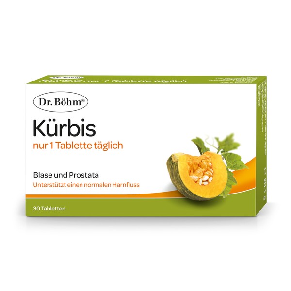 Dr. Böhm Kürbis nur 1 Tablette täglich, 30 Tabletten: Nahrungsergänzung zur Unterstützung des normalen Harnflusses, Kürbiskraft für die Prostata
