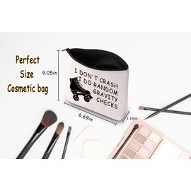 JNIAP Roller Skate Gift I Don't Crash I Do Random Gravity Checks Cosmetic Bag Roller Girl Gift (I Don't Crash Bag)