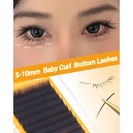 NAGARAKU Bottom Flat Ellipse Eyelash Extensions, 5TH GEN AIR SERIES Double Tips Lower Lashes Light Split Tips Individual Lash Matte Black Classic Bottom Eyelashes 16 Rows - 0.20 Baby Curl 5-10mm Mix