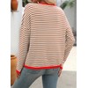 Famulily Crew Neck Striped Pullover for Women Colour Block Long