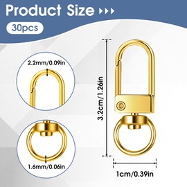30 Pieces Lobster Claw Clasps Gold Swivel Snap Hooks, Metal Lobster Clasp Keychain Swivel Lanyards Snap Hooks Key Chain Hooks for Jewelry Making Purse Bags Keychain Clasp Connector Art Crafts