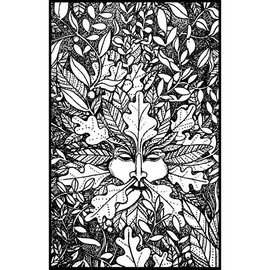 'Green Man & Leaves' Rubber Stamp - Unmounted Design for Crafting & Scrapbooking, A7 (RS00032366)