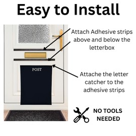 Post Catcher Bag for Mail Slots, Letter Boxes [Black] No Tools or Screws Needed No Bending Down, Stops Dog Eating Mail