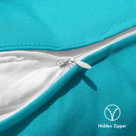 MIULEE Outdoor Waterproof Throw Pillow Covers Set of 2 Hello Sunshine Decorative Outdoor Square Pillowcases for Chair Patio Garden Couch Tent Balcony Sofa Teal Blue 18x18 Inch