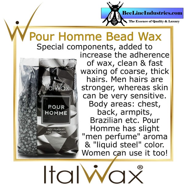 ItalWax Pour Homme - Hard Stripless Wax Beads 2.2 lbs. - 1 kg. Bag