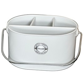 Darthome Pastel Table Caddy Metal 4 Compartment Utensils Cutlery Sauce Condiment Holder 27cm (Grey)