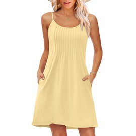 WEESO Summer Vacation Dresses for Women 2025 Sundresses Casual Swing T Shirt Mini Graduation Dress Cruise Outfits Cute Resort Wear Maternity Clothes Yellow XL