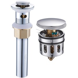 REGALMIX Pop Up Drain Stopper, Built-in Anti-Clogging Strainer, Polished Chrome, Fits Standard American Drain Hole (1-1/2" to 1-3/4")