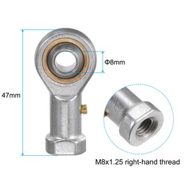 QUARKZMAN 2pcs PHS8 8mm Bore Rod End Bearing M8 x 1.25 Female Thread Right Handed Self Lubricating Rod End Connection with Lock Nut