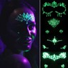 6Pcs Luminous Rhinestones Face Temporary Tattoos Glitter Festival Face Stickers