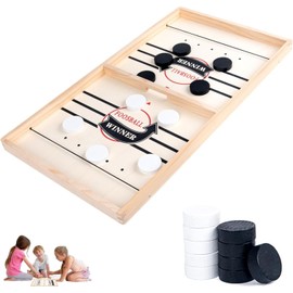 JOZMMZEOOA Hockey Board Game, Table Hockey, Air Hockey Tabletop Games, Table Ice Hockey Game, Table Football, Wooden Games, 2-in-1 Portable Chessboard Set, for Party Games, Table Desktop Game