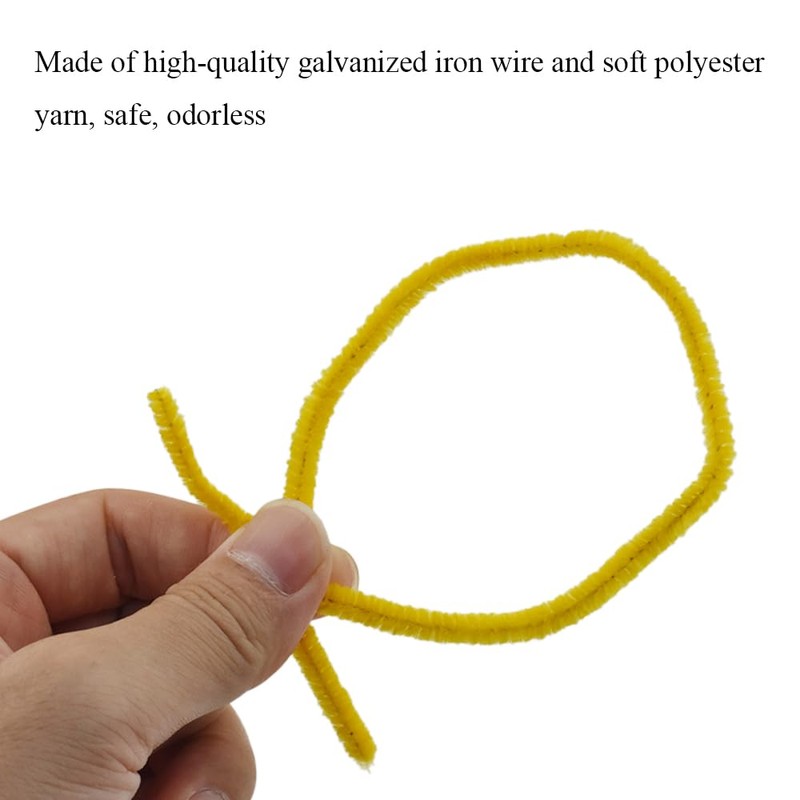 HAHIYO 12inches*6mm Yellow 70PCs Pipe Cleaner Craft Chenille Stem Extra