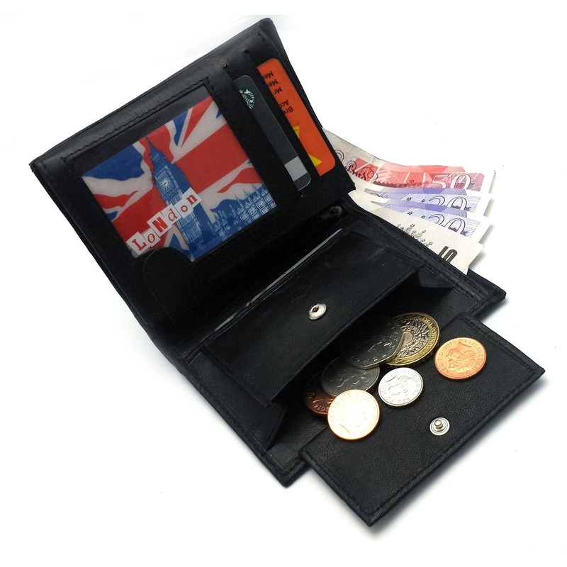 ODS:UK Mens RFID Blocking Soft Leather Trifold Purse Credit Card