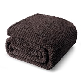 Whale Flotilla King Size Fuzzy Fleece Blanket, Fluffy Warm Soft Jacquard Bed Blankets for All Season, Lightweight and Cozy, 90x104 Inch, Coffee