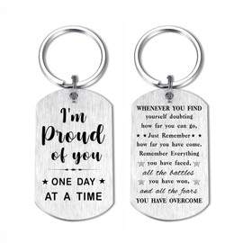 Laluminter Sobriety Gifts for Women Men - Living Sober Keychain - AA NA Alcoholics Anonymous Recovery Gift Item