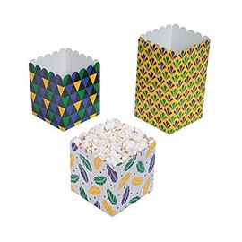Mardi Gras Asst Size Popcorn/Candy Box - Party Supplies - 12 Pieces