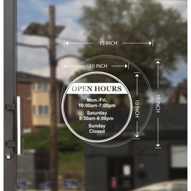 Business Hours Sign for Window Decal - Free Squeegee - Easy Install Manual - Circle (Georgia)