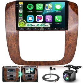 8 Core 4G+64G Car Radio for GMC Yukon Tahoe Suburban Chevy Silverado 2007-2013 Android Stereo Upgrade Head Unit with 5G WiFi DSP Carplay Android Auto, 9" 1280P Touch Screen Radio Bluetooth 5.0 Camera