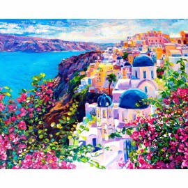 My Paint by Numbers USA - DIY Paint by Number Kit Acrylic Painting Home Decor - Santorini Seascape