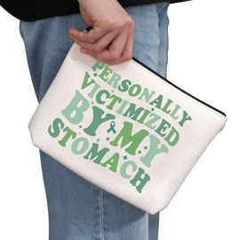 PYOUL Funny Stomach Gift Personally Victimized by My Stomach Makeup Bag Celiac Awareness Cosmetic Bag Celiac Sprue Gift (My Stomach Bag)