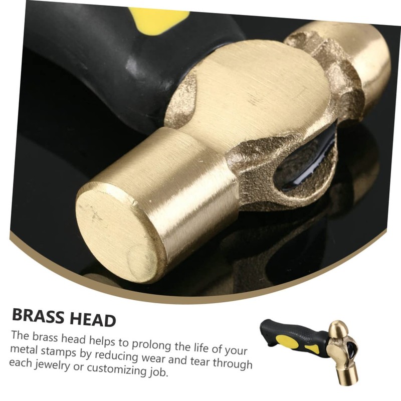 TEHAUX 1Lb Brass Stamping Hammer Mini Handle Double-Face Design for