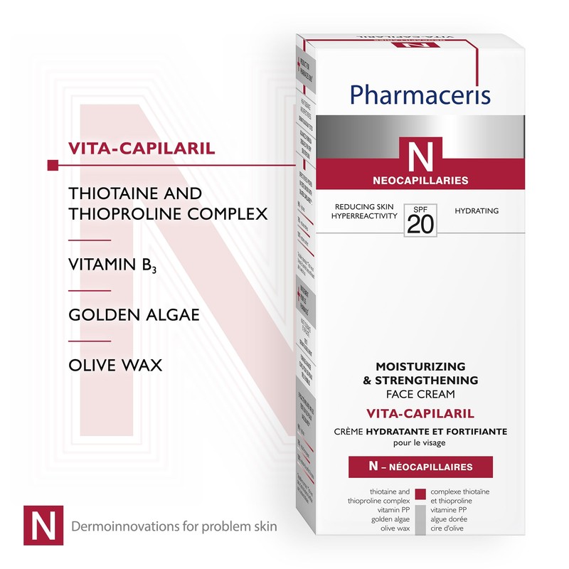Pharmaceris N Vita-Capilaril, Moisturizing and Strengthening Face Cream SPF 20,