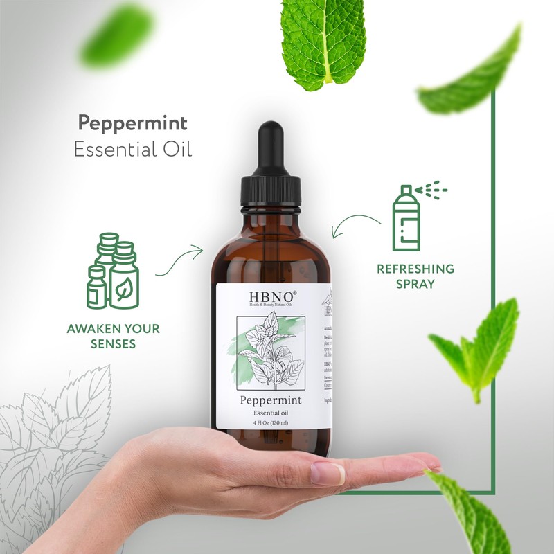 HBNO California Bottled Peppermint Essential Oil 4 fl oz (120ml)