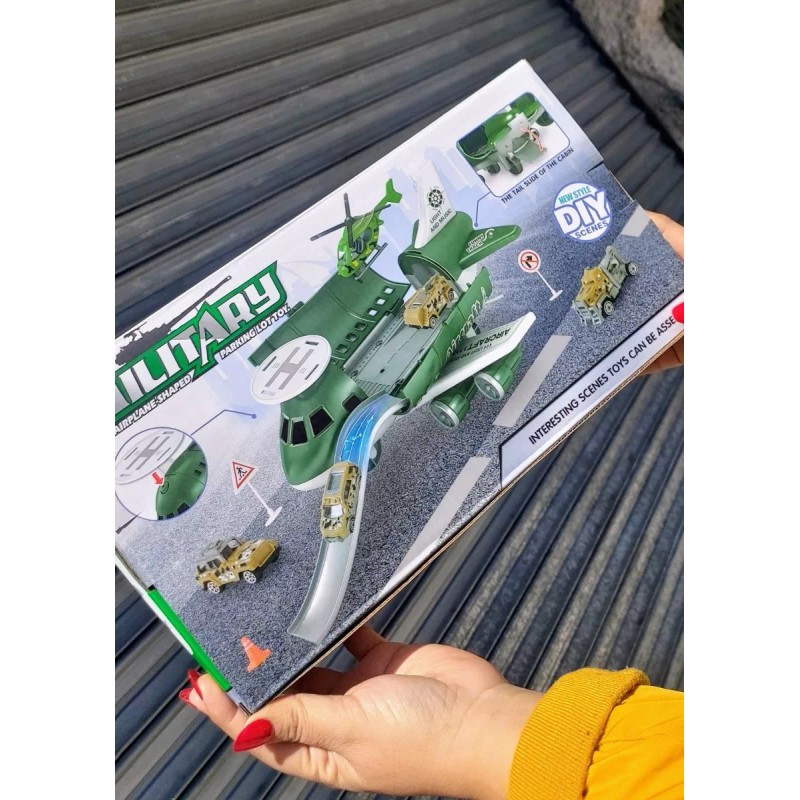 KH Juguetes Avion Militar Carros De Transporte Regalos Niños