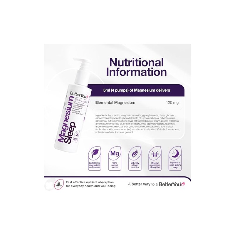 BetterYou Natural Magnesium Sleep Lotion 180ml