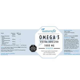 naturafit Omega 3 Extra 400/200 Capsules, Pack of 80 Capsules