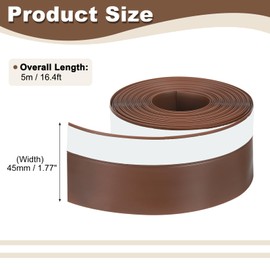 uxcell 16.4 Feet Weather Stripping, Adhesive Seal Strip Door Draft Stopper Bottom Seal Tape for Door Window Gap Winter Insulation (45mm, Brown)