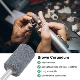 M METERXITY 3-Pack Abrasive Mounted Stone Grinding Bits, 1/4 IN(6mm) Shank Aluminum Oxide Polishing Sanding Drill Bit for Rotary Tools, 0.79IN(20mm) Dia 80 Grits Cylinder [Gray]