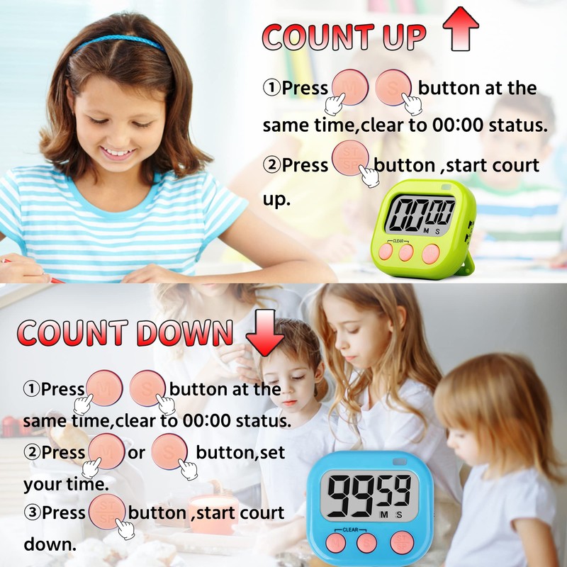 Timer for Kids Teachers Digital Kitchen Timers for Cooking Large
