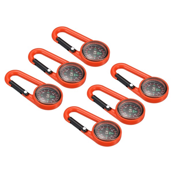 PATIKIL Keychain Compass, 6 Pack Pocket Camping Compass with Buckle