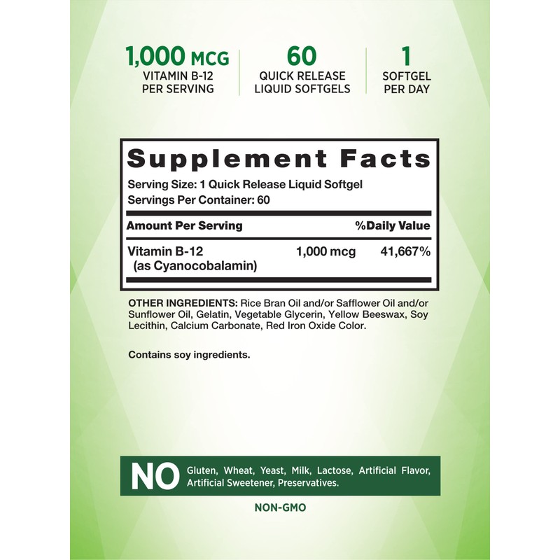 Nature's Truth Vitamin B12 | 1000 mcg | 60 Softgels