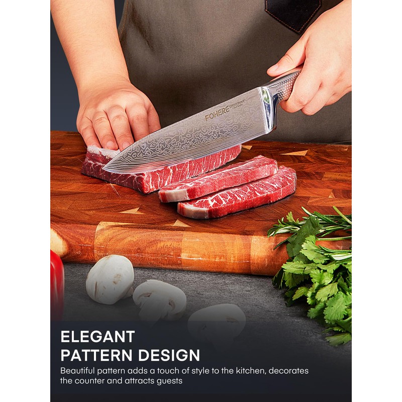 Knife Block Set, FOHERE Knife Set with Advanced Self Sharpening